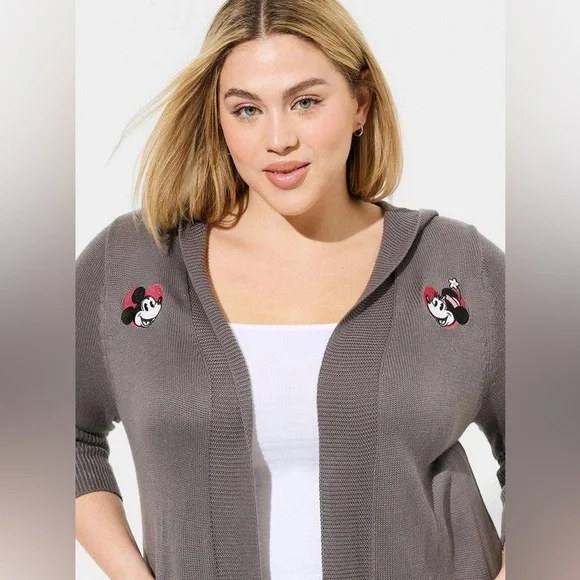 Torrid Disney Mickey And Minnie Mouse Cardigan Hooded Sweater 1X (14-16) - Picture 4 of 11